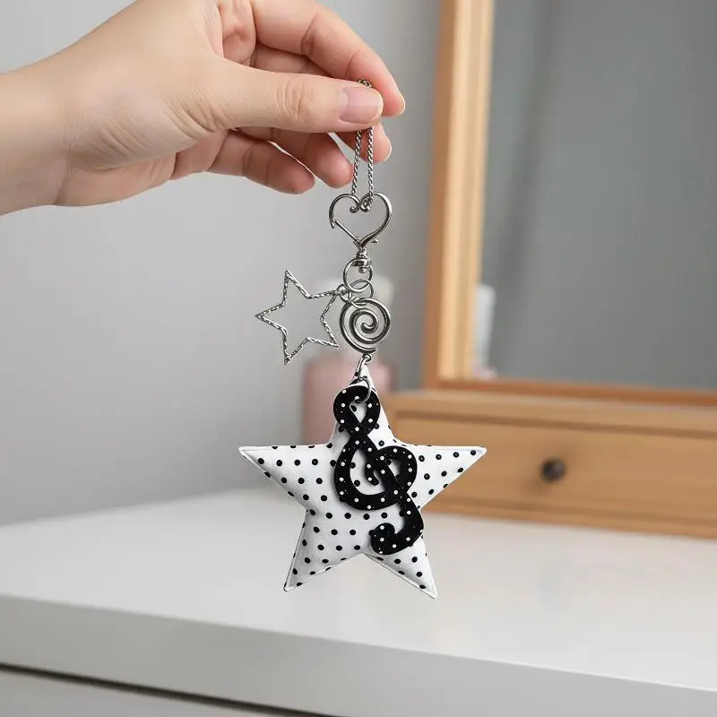Korean Fashion Polka Dot Star Swirl Pendant Necklace Women Vintage Cartoon Harajuku Y2K Aesthetic Jewelry Women Keychain