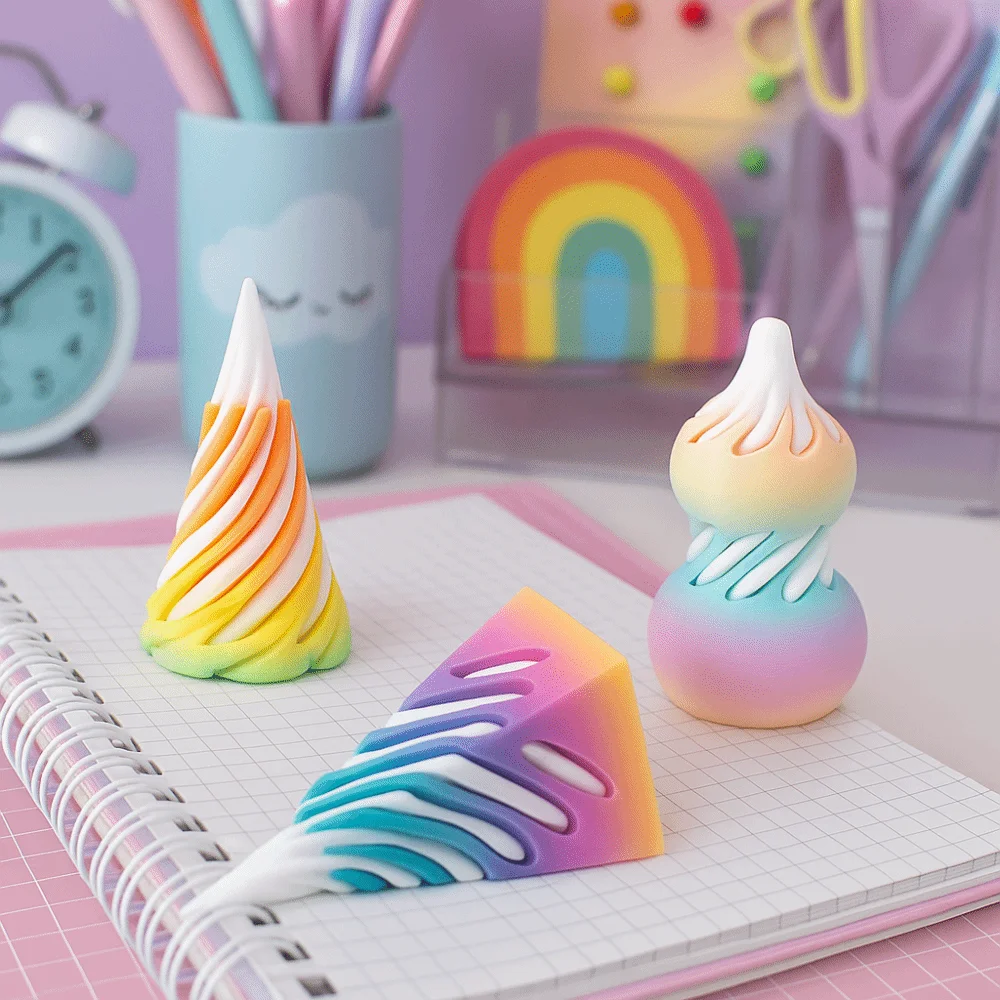 

Passthrough Sculpture 3D Printed Spiral Cone Toy Vortex Thread Decorative Impossible Pyramid Mini Helix Nut