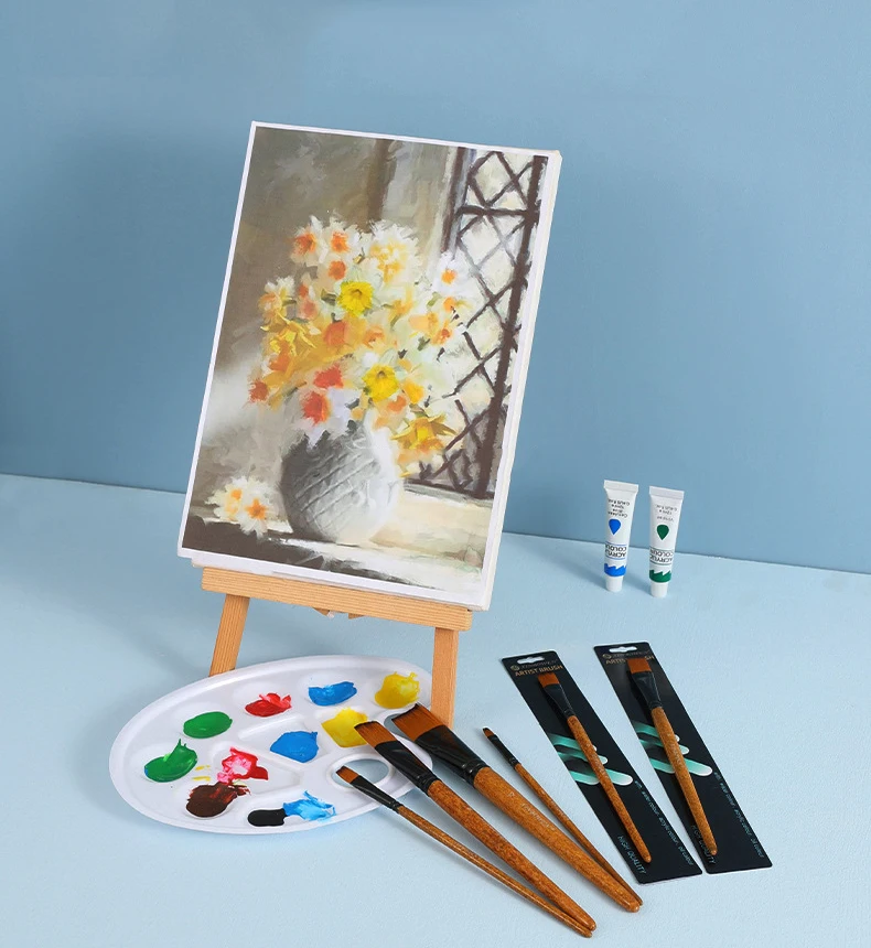 木目調プロフェッショナルナイロンペイント油水彩ペイントブラシ、ガッシュアクリルペイントブラシアート用品用