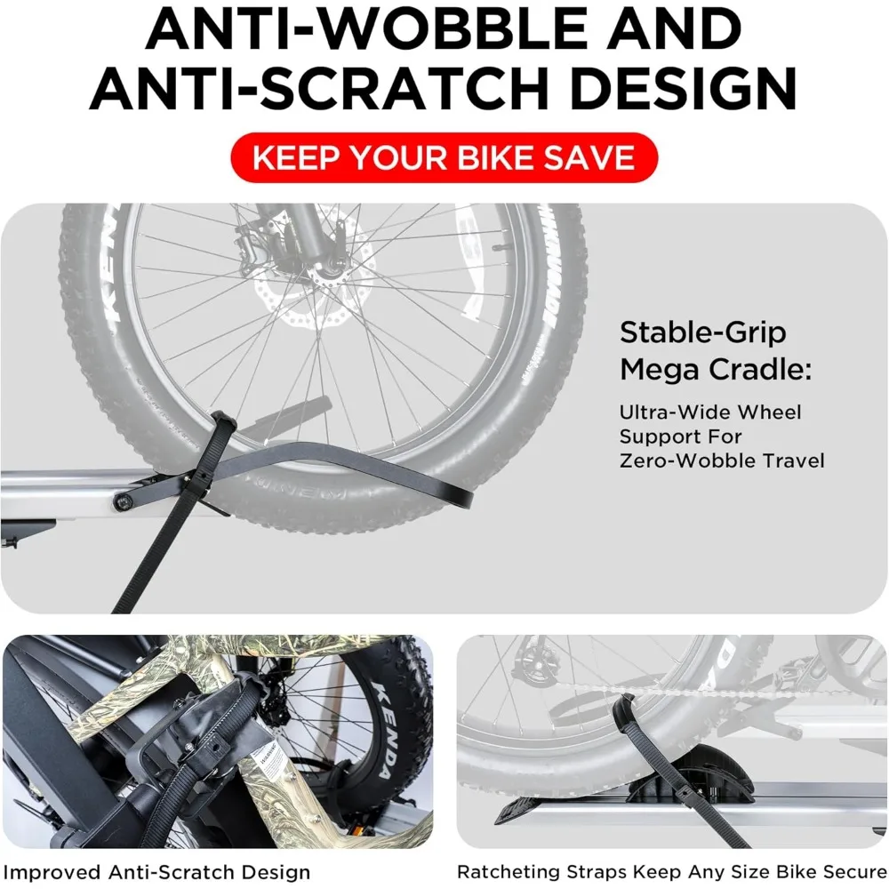 حامل دراجة مثبت على وصلة من الألومنيوم بسعة 200 رطل للدراجات القياسية والدراجات الإلكترونية، ومقطورة شاحنة SUV مناسبة للسيارات وRV