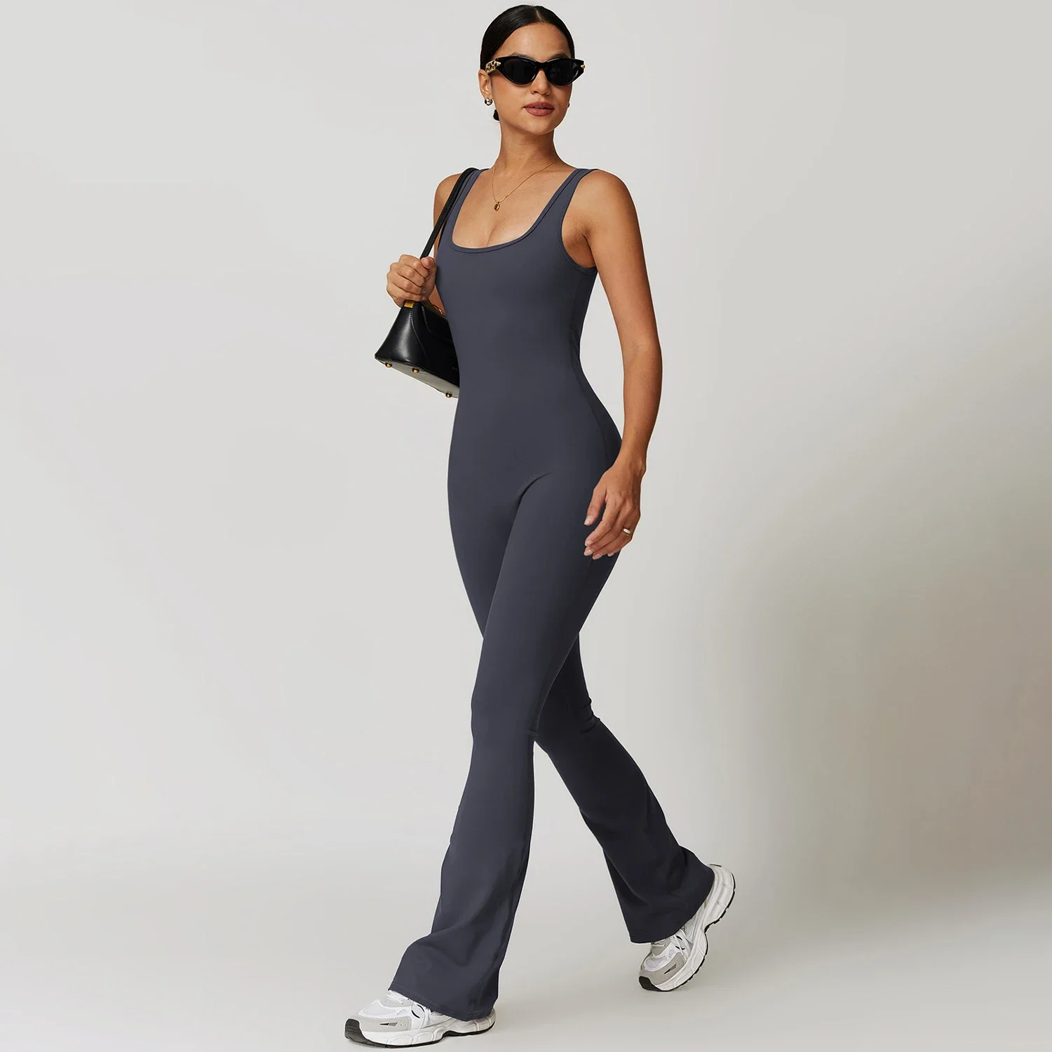 Solid Color Tight Yoga Jumpsuit Skinny Belly Micro Sports Fitness Clothes Outside Wearing Running Fast Drying Yoga Clothes Women