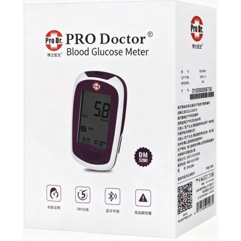 Medidor de glucosa en sangre Bluetooth Pro Doctor – con 50 tiras reactivas – Monitoreo de diabetes en el hogar, resultados en 5 segundos, alerta de glucosa alta