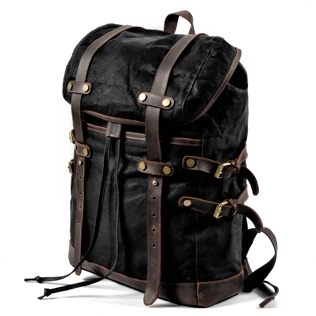 Original innovative American retro canvas with leather shoulder bag male student bag travel backpack female