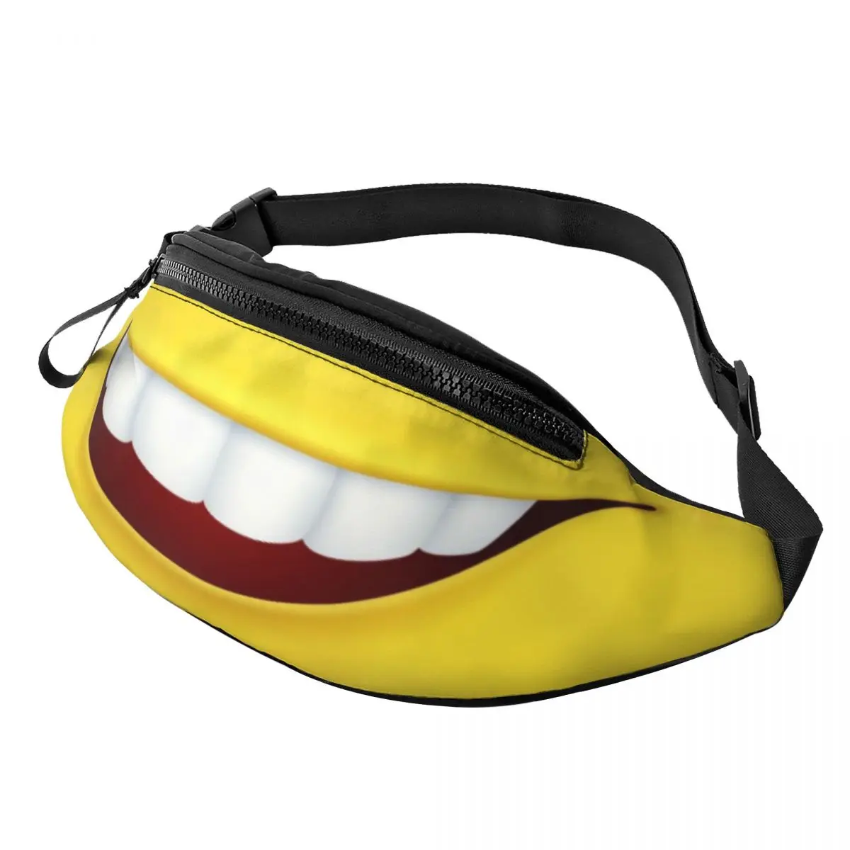 Grappige Smile Tanden Mond Fanny Pack Mannen Vrouwen Mode Cartoon Smile Crossbody Heuptas Voor Lopende Telefoon Geld Zakje