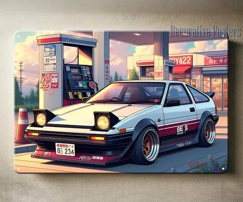 Affiche métallique de voiture ae86 - Plaque en étain à collectionner -