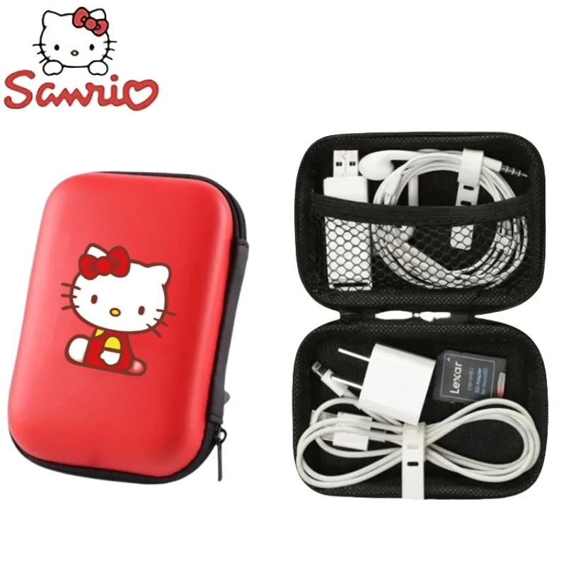 

Hello Kitty Bag Sanrio Data Cable Charger Sorting Storage Bag Kuromi Cartoon Travel Portable Cosmetic Jewelry Storage Gift