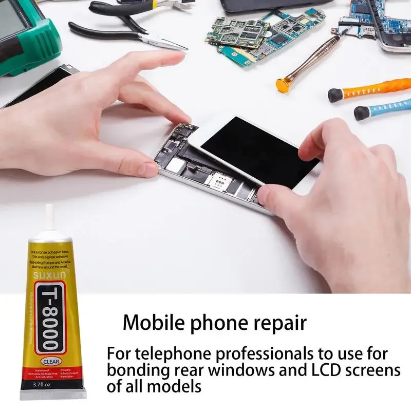 15/50/110ml T8000 Cell Phone Adhesive Phone Glue Electronic Glue T8000 Multifunction DIY Phone Repair Adhesive Screen Glue