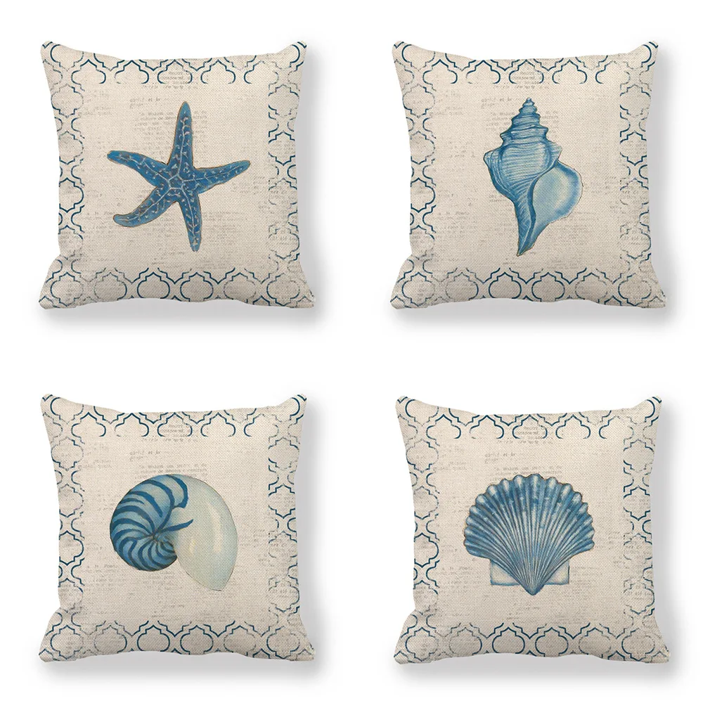 

Blue Ocean Pillowcase Sea Shells Pillows Case for Bedroom Living Room Decoration Double Bed Cushions Pillow Covers for Sofa Bed