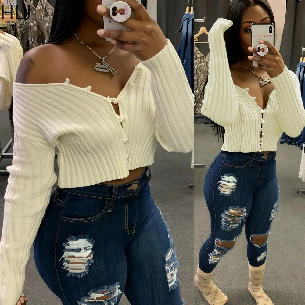 

FAGADOER Sexy Knitting Bodycon Tshirt Women Solid Color Single Breasted Long Sleeves Tshirt Female Streetwear 2025 Autumn New