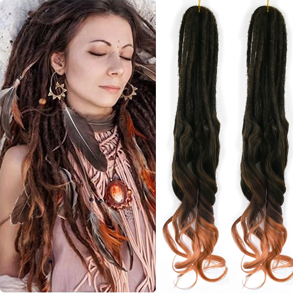 

Синтетические двойные волнистые наращивания дредов, 26-дюймовые дреды в стиле бохо, плетение крючком, наращивание волос для женщин