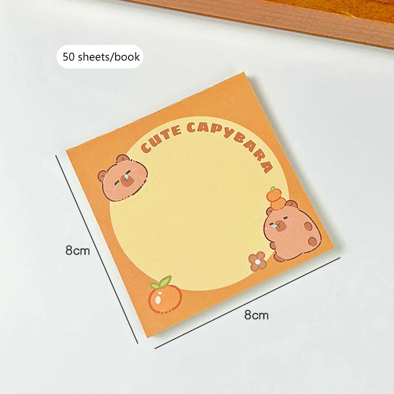 50 แผ่น Kawaii Capybara การ์ตูนสัตว์ Sticky Notes Pad ตกแต่งเครื่องเขียนสติกเกอร์อุปกรณ์สํานักงานโรงเรียนของขวัญเด็ก