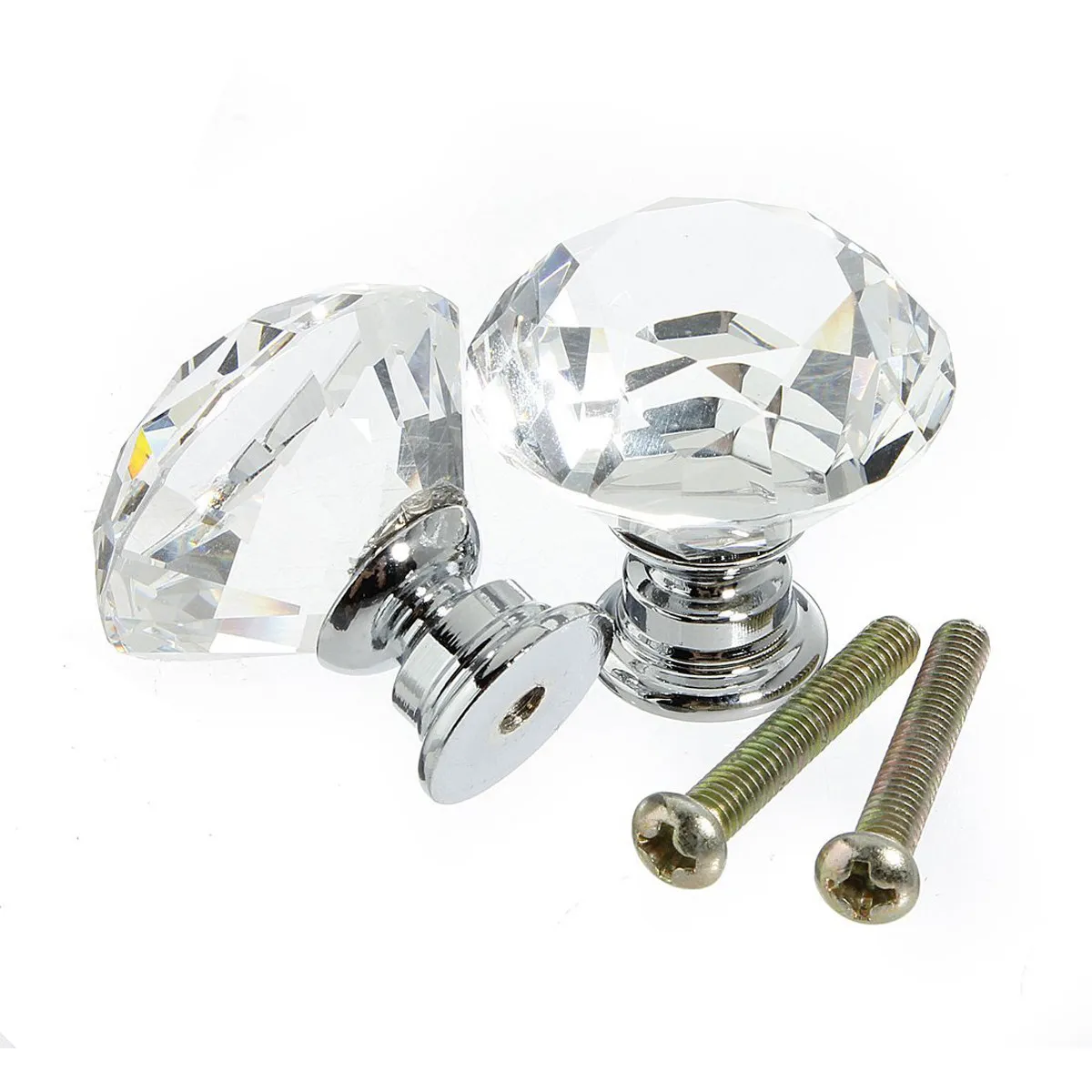10Pcs Clear Crystal Glass Door Knobs Diamond Cabinet Drawer Handles for Kitchen Cupboard Wardrobe Pulls Crystal Glass Knobs
