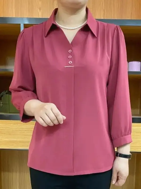 

Fashionable Color Shirt Mommy Style Spring Summer New Arrival Large Size Mid-Aged Women's T-Shirt Three-Quarter Sleeve Top