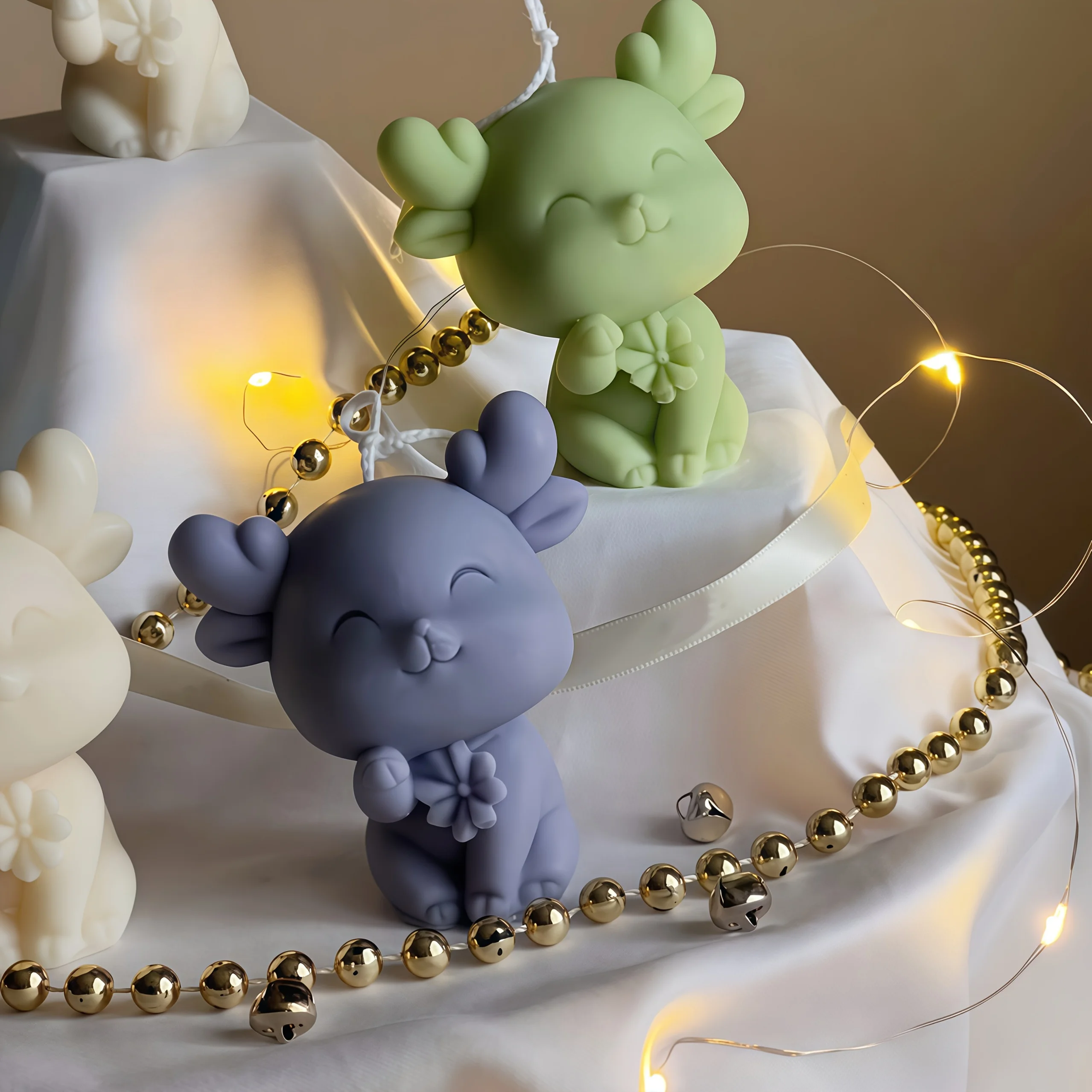 

3D Adorable Sika Deer Silicone Mold with Expressive Face & Posable Ears | Sitting Pose for Reusable Resin and Plaster Crafts