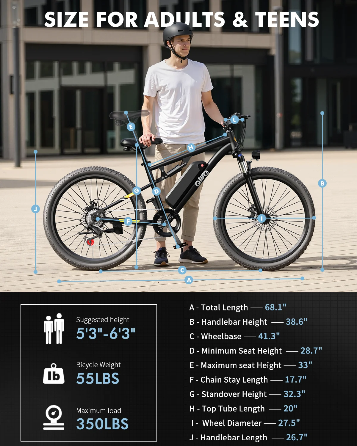 Qlife Racer Ultra 27.5" Electric Bicycle for Adults, Full Suspension 21-Speed Mountain Ebike with 1200W Brushless Motor, 48V 10.4AH Removable Battery 55 Miles view 6