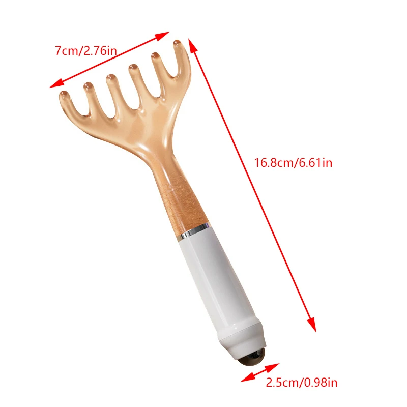 Resina cabeça massageador para couro cabeludo Gua Sha, Body Neck e Leg Massage, Six-Claw Head, Meridian Comb, Box-Packaged Wide Tooth, Hair Care Tool