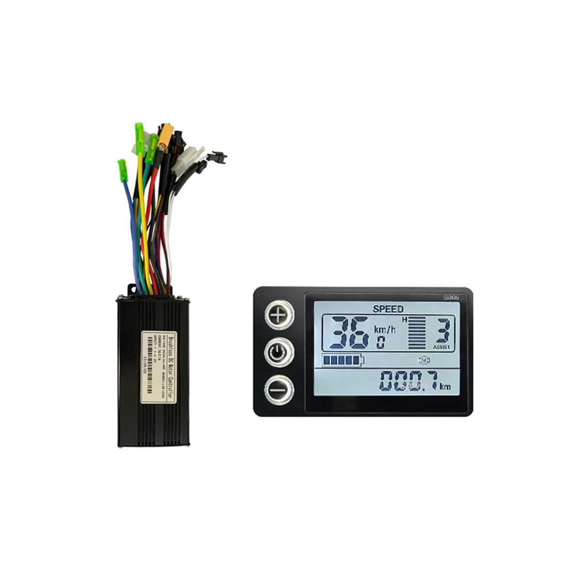 36/48V E-Bike Sine Wave 26A 500/750W Three Mode Brushless Controller with S866 Display for Electric Bicycle Tricycle