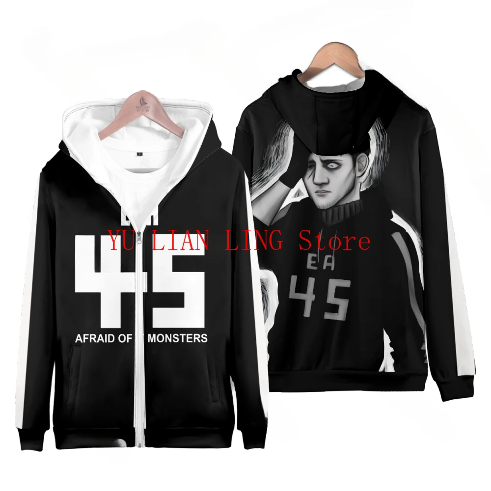 

Afraid of Monsters 45 Zip Up Hoodie Women Men Harajuku Sweatshirt Streetwear Hip Hop Zipper Hooded Jacket Casual Sportswear