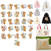 Cute cartoon bear letter printed stickers, Heat-Adhesive Patches For Clothes，Suitable for Hoodies,T-shirts,pillows,canvas bag.