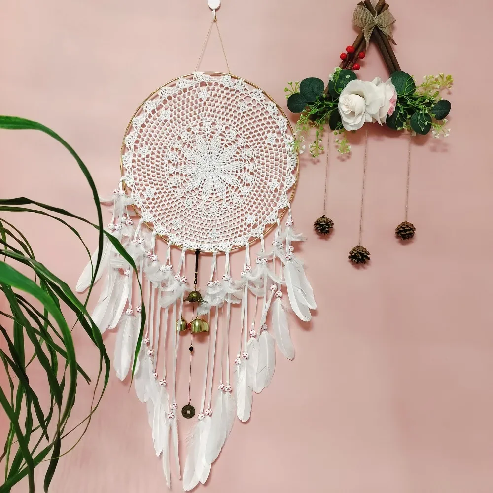

400mm Metal Hoop Dream Catcher Hanging Cute Wind Chimes Love Themed Home Office Decorations Crafts Personalized Handmade Gifts