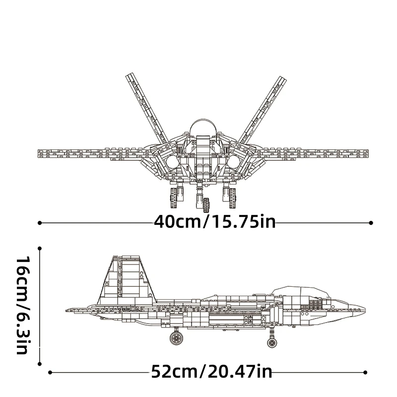 Technical USA F22 Raptor Stealth Strategic Fighter Building Blocks Supersonic Airplane Model Bricks Boy Toys Adult Gift for Kids