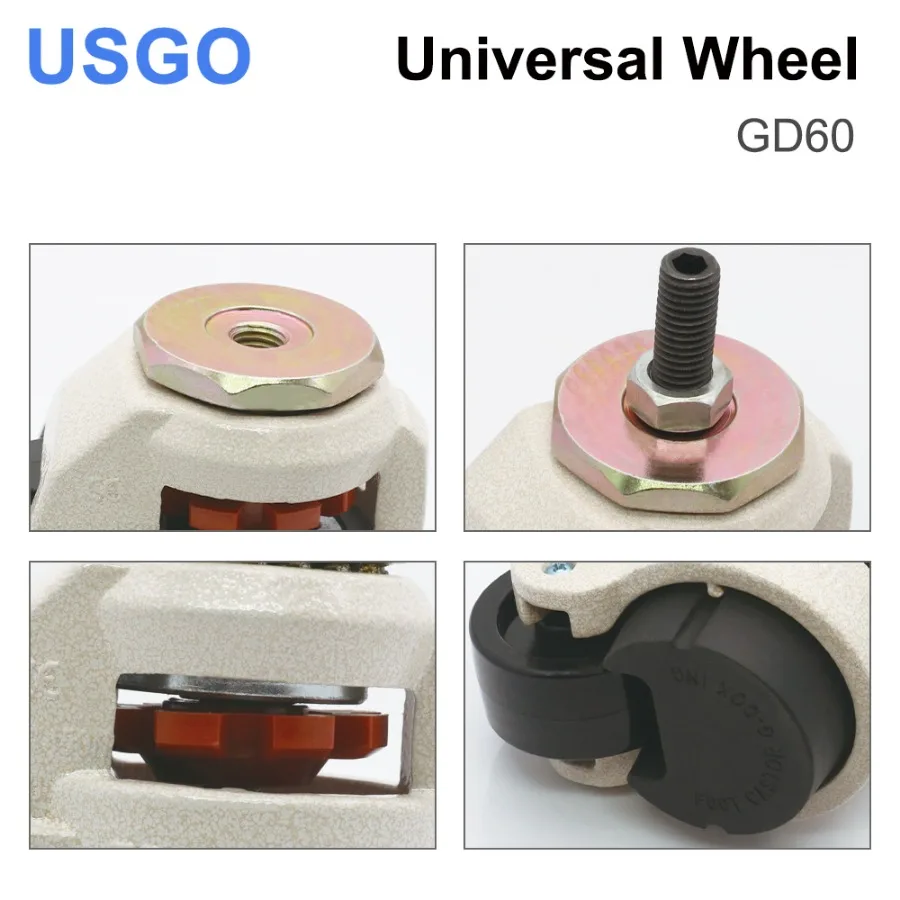 USGO Machines Universal Wheel GD-60S 10mm Adjustable M12 Standard Thread for CO2 Laser Cutting & Engraving Machine