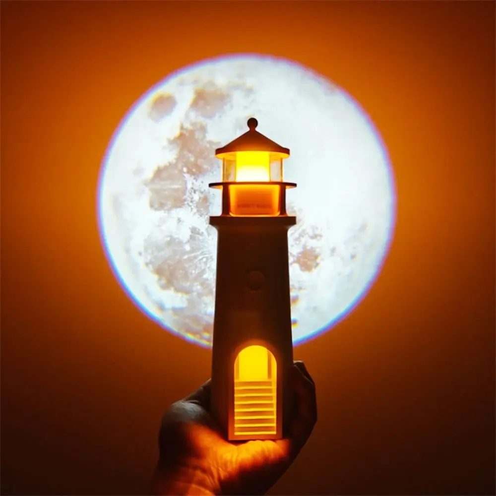 Soft Ambient Light Moon Night Light Delicate Light Patterns Compact Design Projection Night Light Stylish Appearance