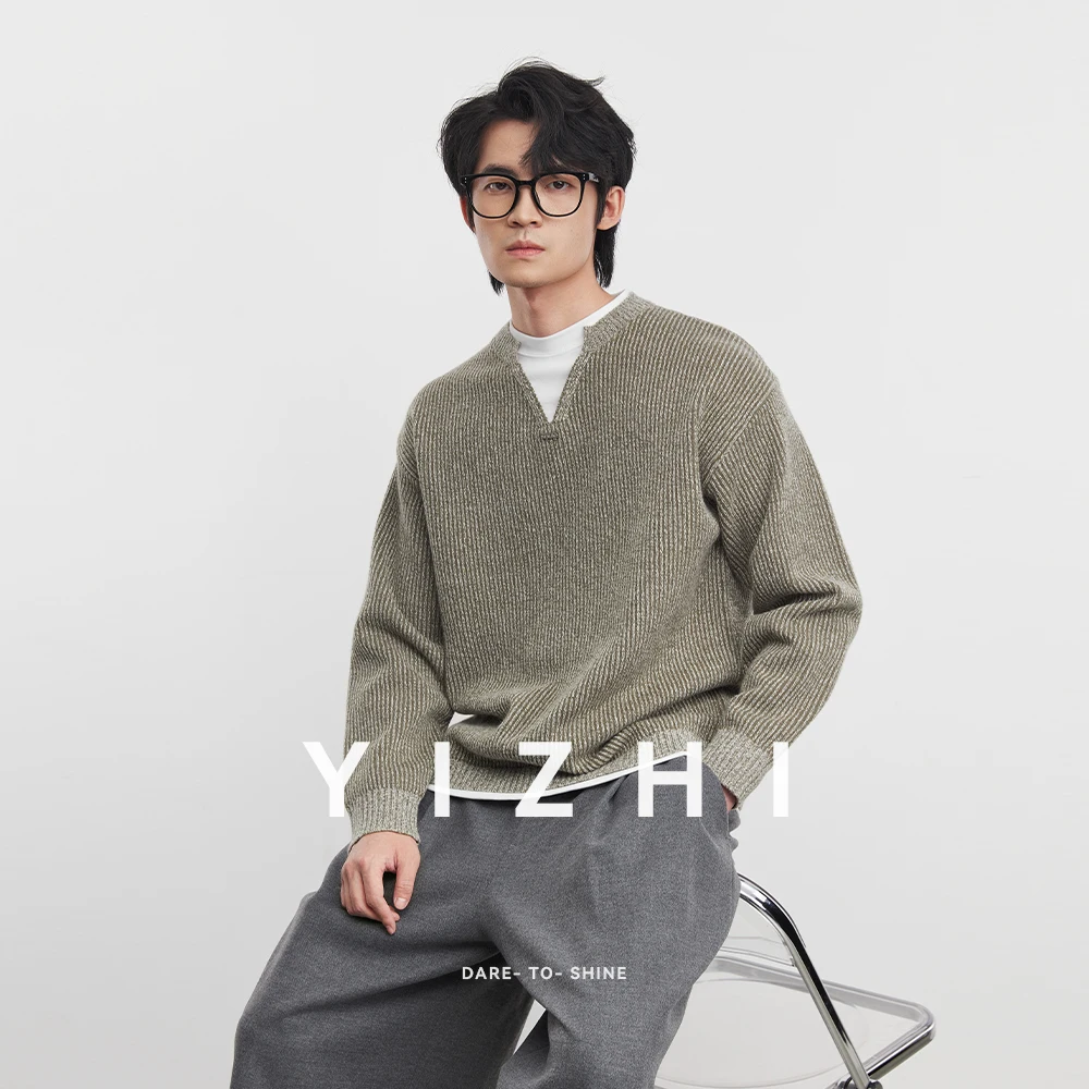 

Fashion Men's Faux Two-Piece Sweater 2025 Autumn Winter New Loose Casual Men's Trendy Pullover Knitwear