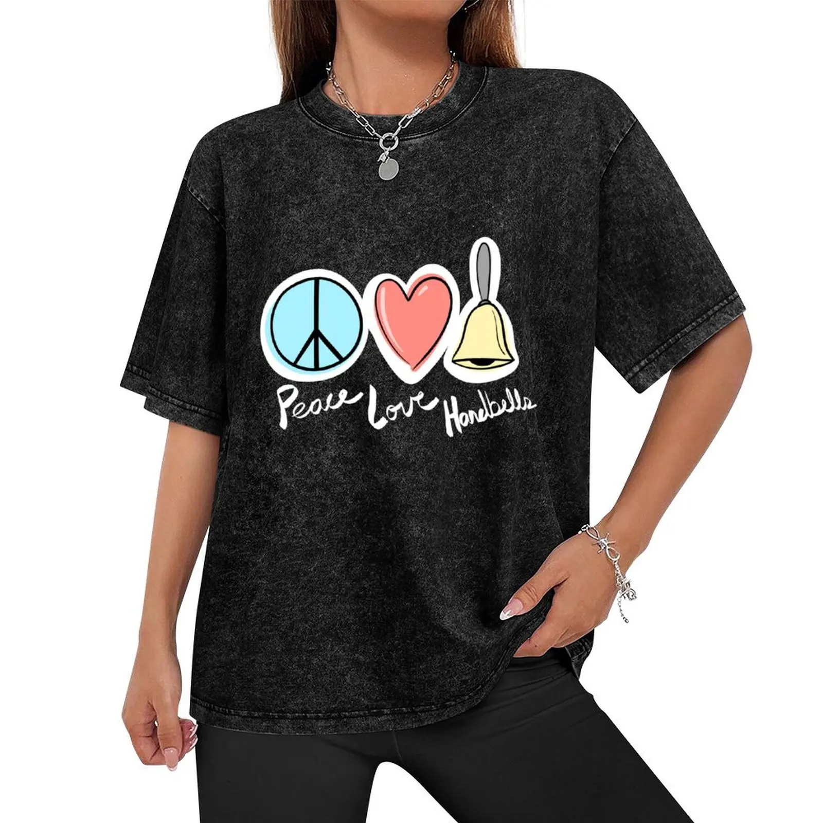 Peace Love Handbells T-Shirt quick drying Short sleeve tee custom t-shirts tee shirts for men