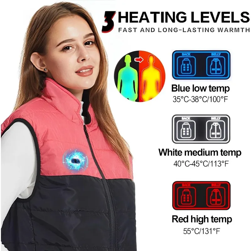 New 9/4-zone Heated Vest Jacket Smart heating Cotton Vest Electric Heating Thermal Warm Clothes Winter Heated Hunt Jacket S-5XL