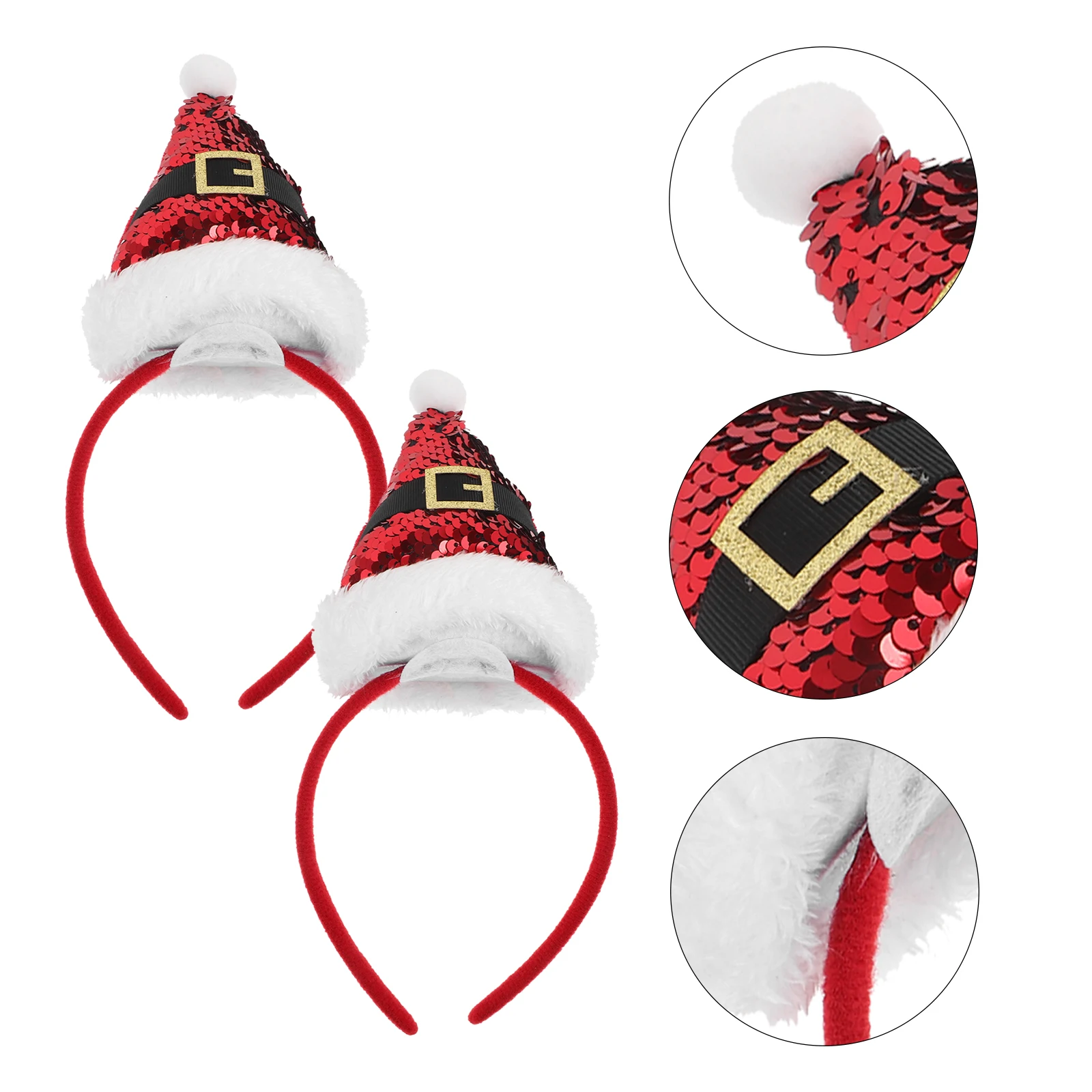 

2Pcs Christmas Sequin Hair Hoop Lightweight Non Fading Adjustable Size Most Comfortable Wear Ideal Gift Friends Family Costume