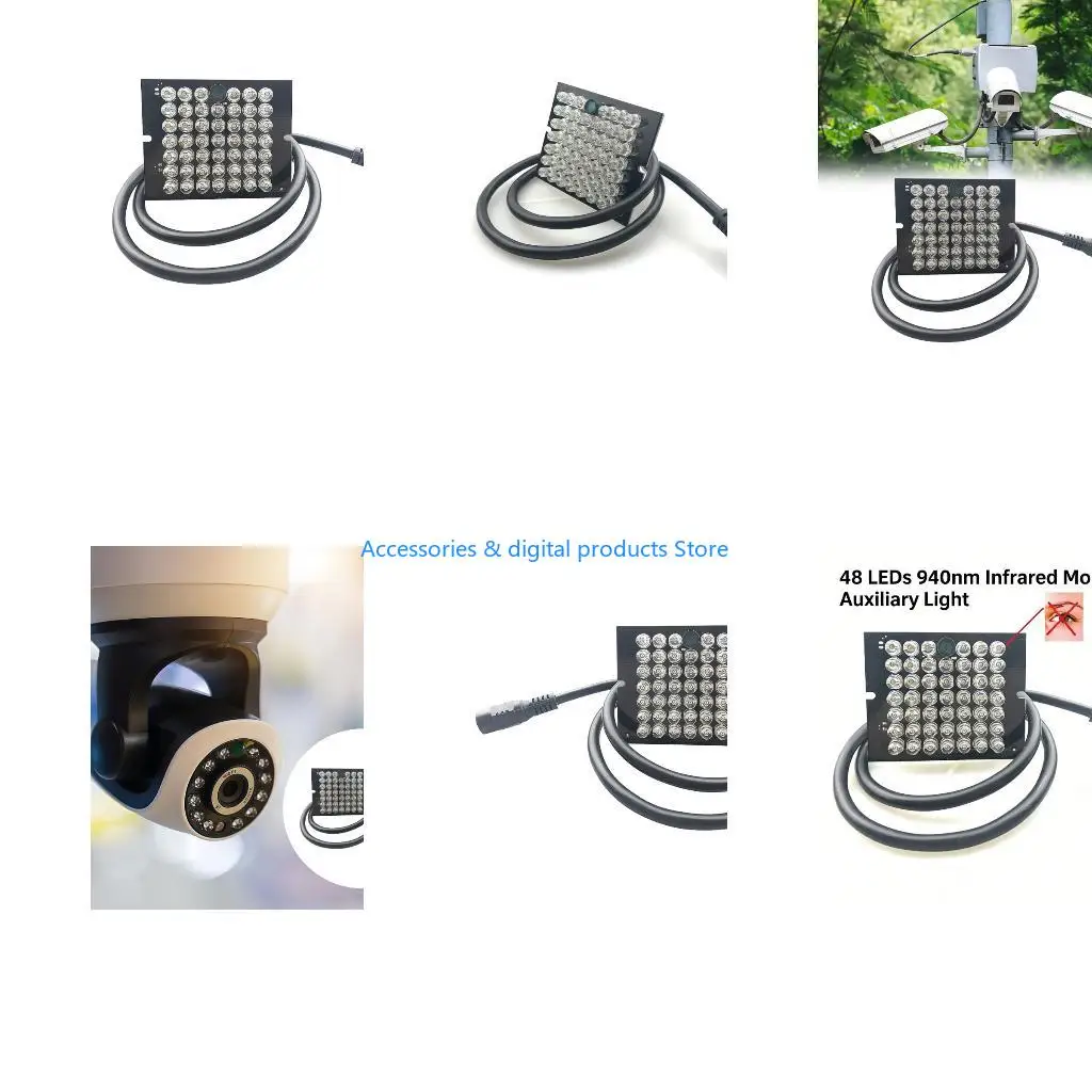 77JD 48 LED 940nm IR Illuminators Waterproof LED IR Fill Light For Security Camera With Low DC12V