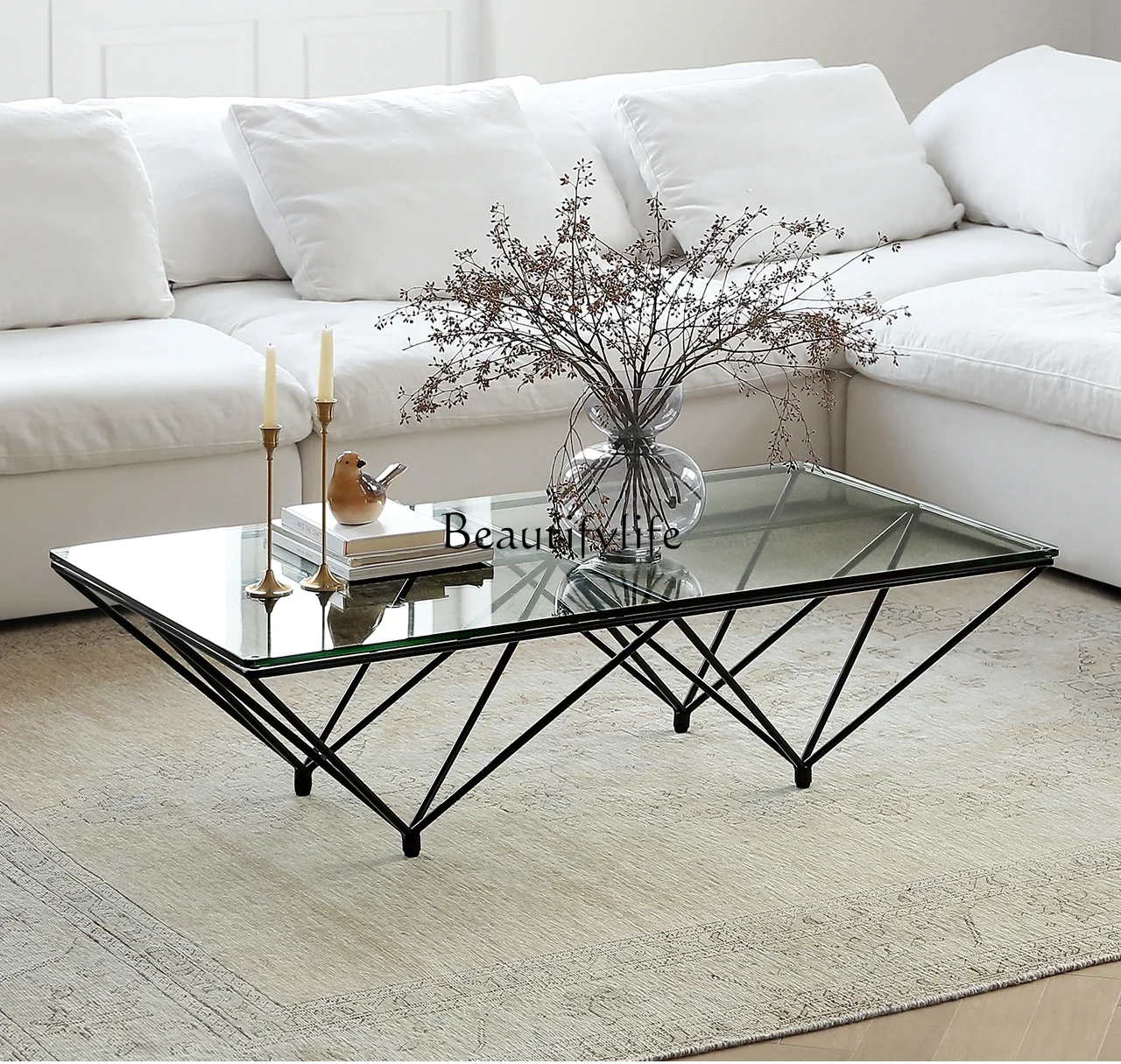 

XX39Modern simple living room home tempered glass coffee table light luxury minimalist tea table