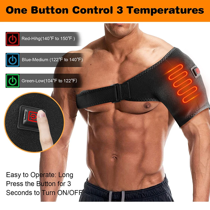 Heat Therapy Shoulder Brace Adjustable Shoulder Support Heated Wrap Belt Unisex Heating Pads for Frozen Shoulder Bursitis Strain