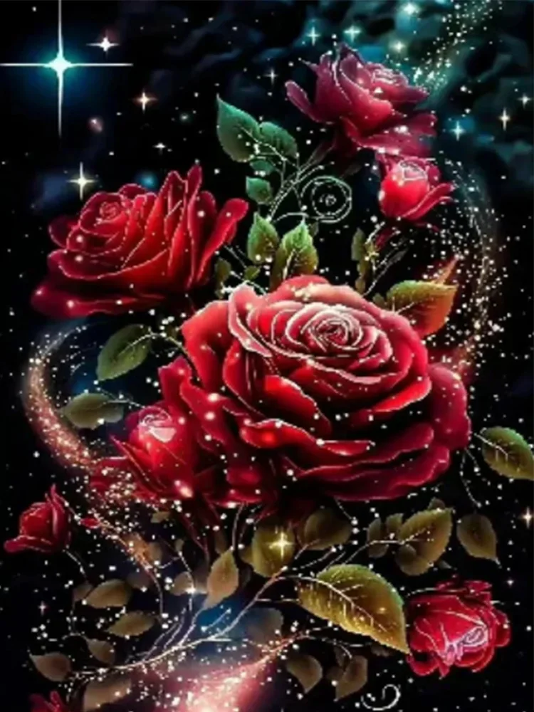 

AB Diamond Cross Stitch A Bouquet of Crystal Roses 5D DIY Diamond Embroidery Rhinestone Painting Diamond Painting 2024