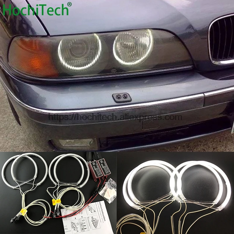 BLANCO 6000K CCFL faro Halo Angel Eyes Kit Angel Eyes luz HochiTech para BMW 1995-00 E39 5 Series pre-facelift estilo de coche