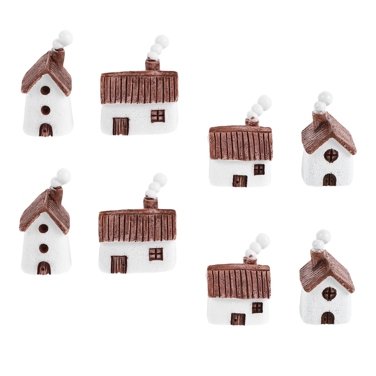 

8Pcs Mini House Micro Landscape Vintage Resin Small Cottage Ornament Outdoor Fairy Garden Terrarium Plant Pot Micro Village
