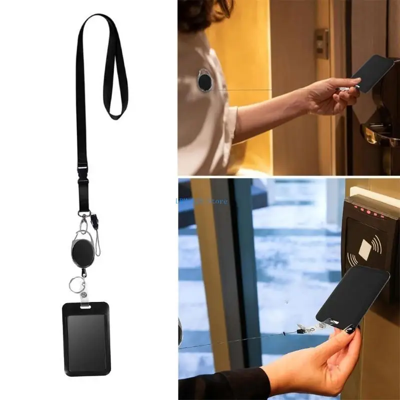 

41QA Retractable Badge Holder Card Holder and Lanyard Set Identity Card Badge Holder