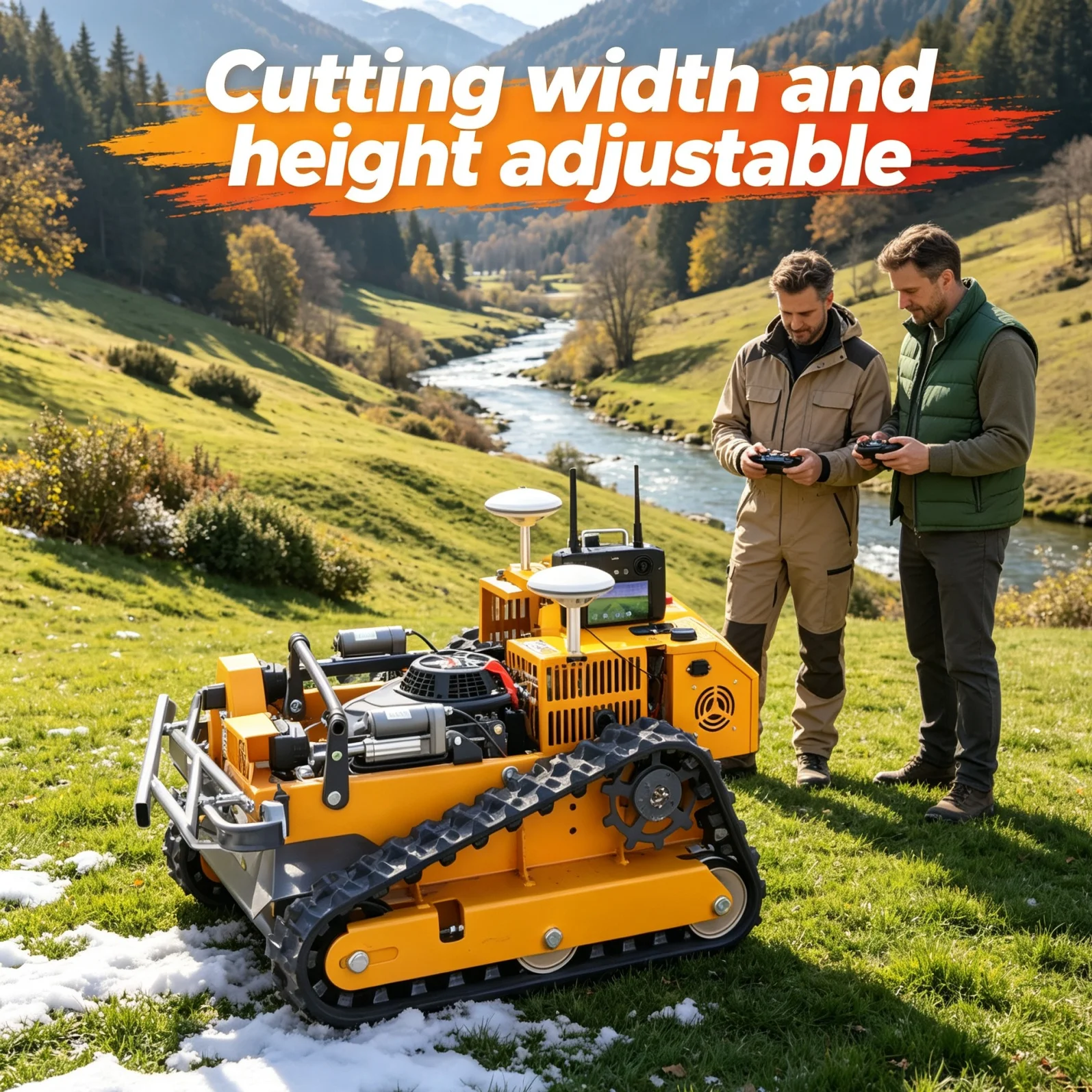 Customized CE Certified Crawler Lawn Mower uses storage rack to store spare blades and daily maintenance accessories for 550mm