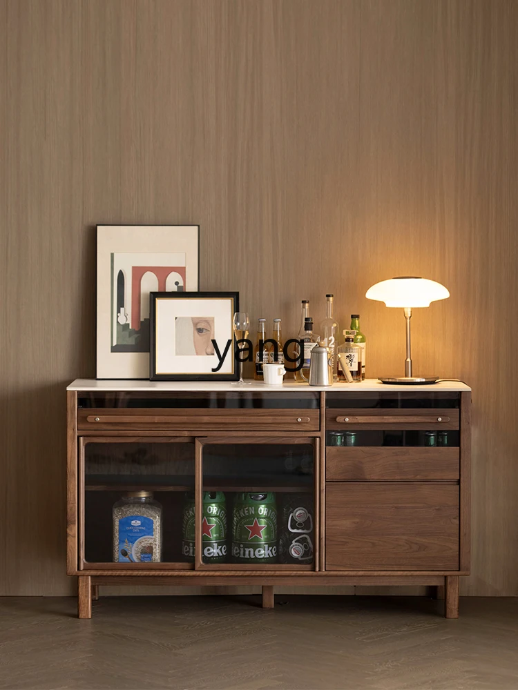 Yjq Stone Plate Sideboard Cabinet Guest Restaurant Wall Storage Simple Solid Wood Storage Cabinet