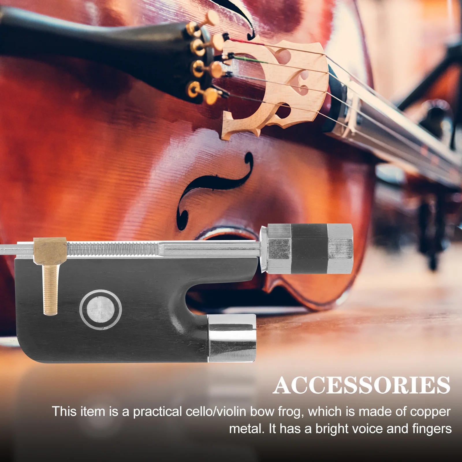 

1 Set Cello Bow Frog Replacement Wooden Violin Bow Frog Metal Accessory Durable Wear Resistant Simple Design Easy Apply Rosin