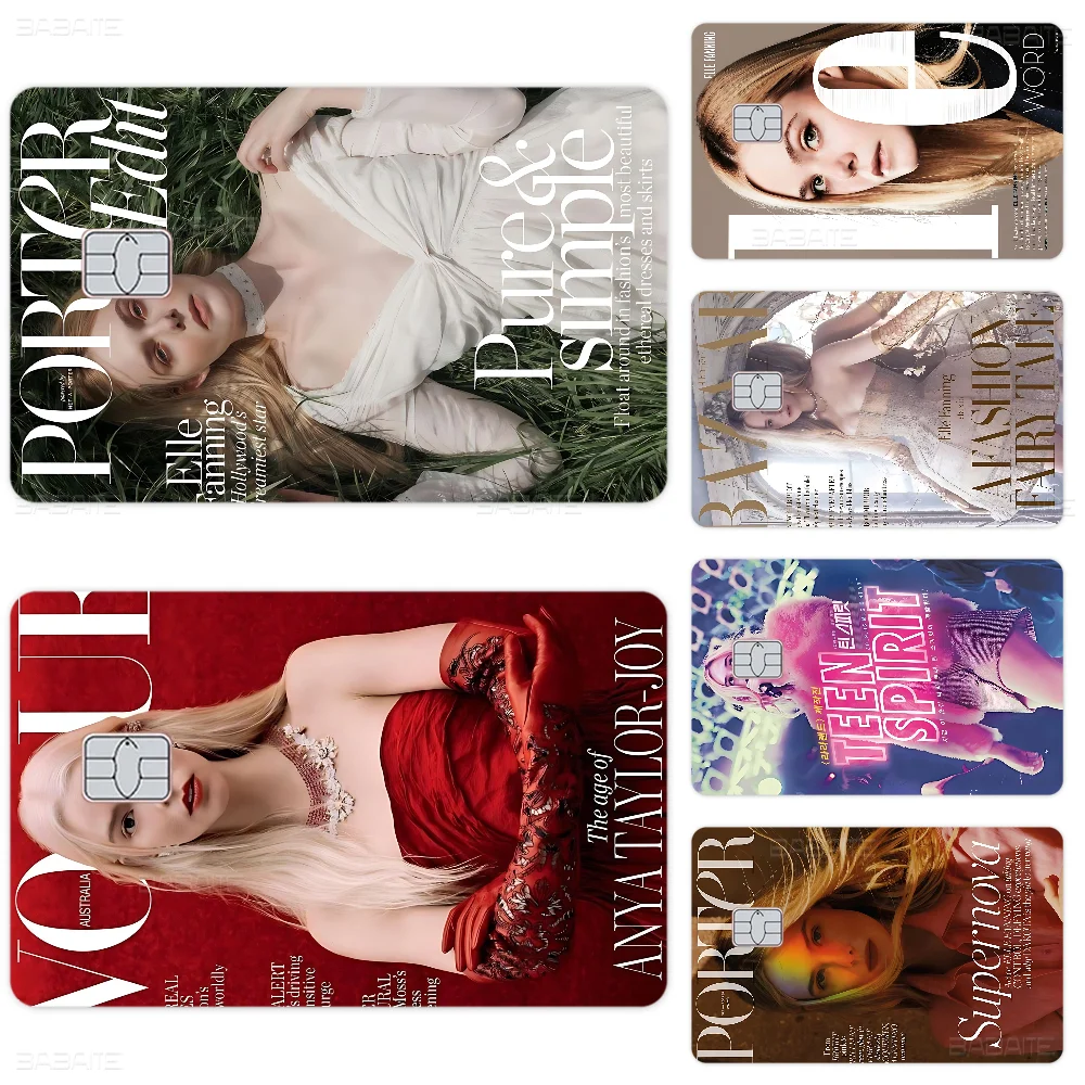 شعبية ستار قزم فتاة E-Elle F-Fanning أنيمي ملصق فيلم غطاء الجلد لبطاقة الائتمان بطاقة الخصم البنك الجبهة