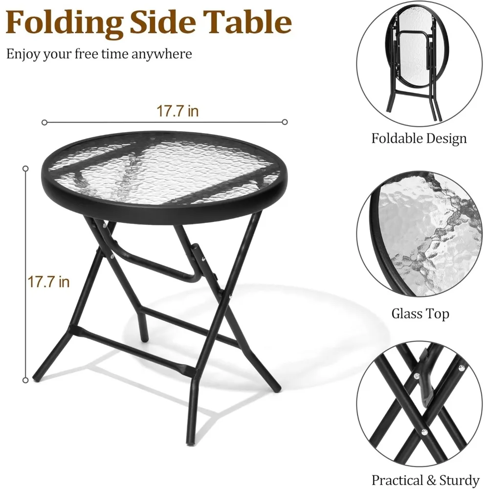 屋外サイドテーブル - 小型パティオエンドテーブル全天候型、パティオ家具セット、プール、バルコニー、デッキ用の屋外家具