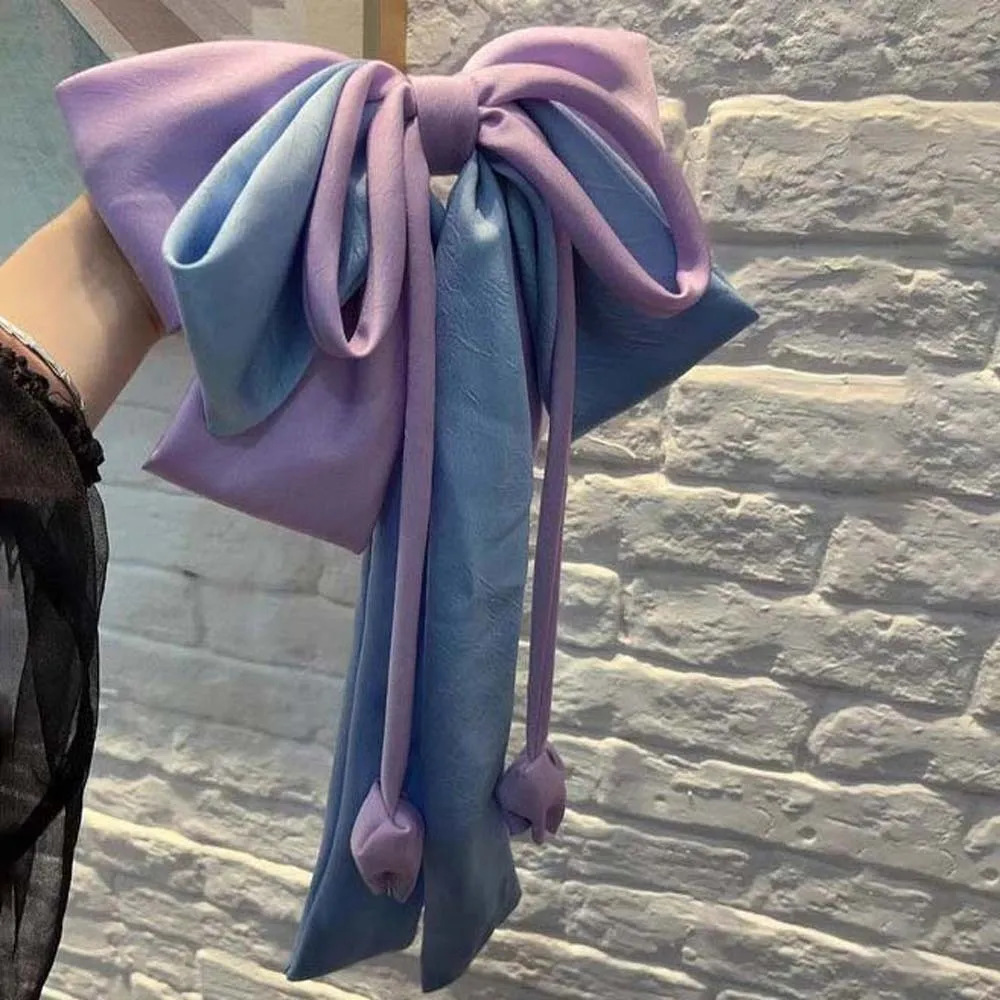 

Alloy Oversized Bow Hair Clip Contrast Color 4-layer Satin Ribbon Headdress Printed Versatile Christmas Hair Accessory Party