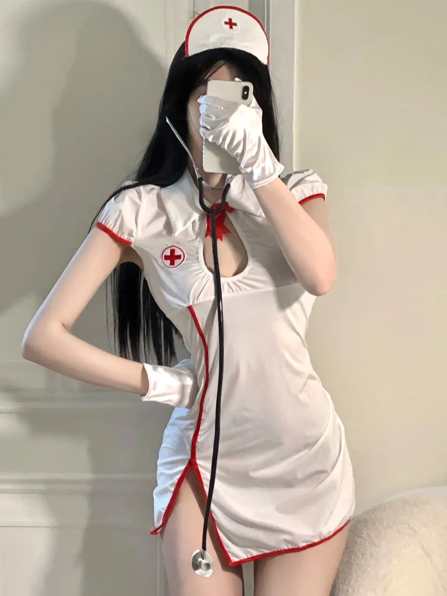 مثير ايمو الملابس الداخلية معاطف للأطباء والممرضات موحدة إغراء ليلة تأثيري خادمة الملابس الداخلية امرأة