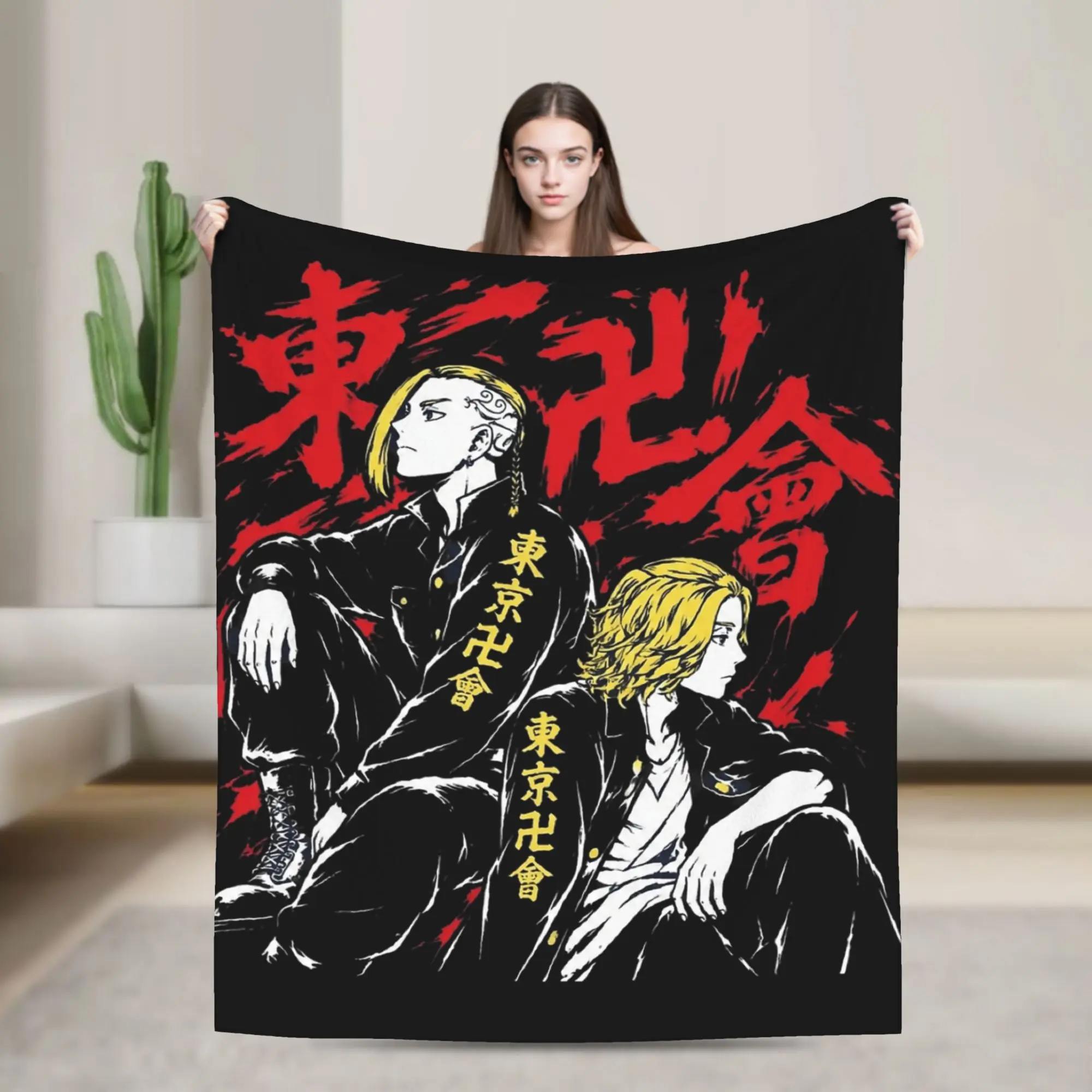 Tokyo Revengers Anime Fleece Blanket Mikey Draken Customized Throw Blanket for Bed Sofa Couch 125*100cm Bedspreads