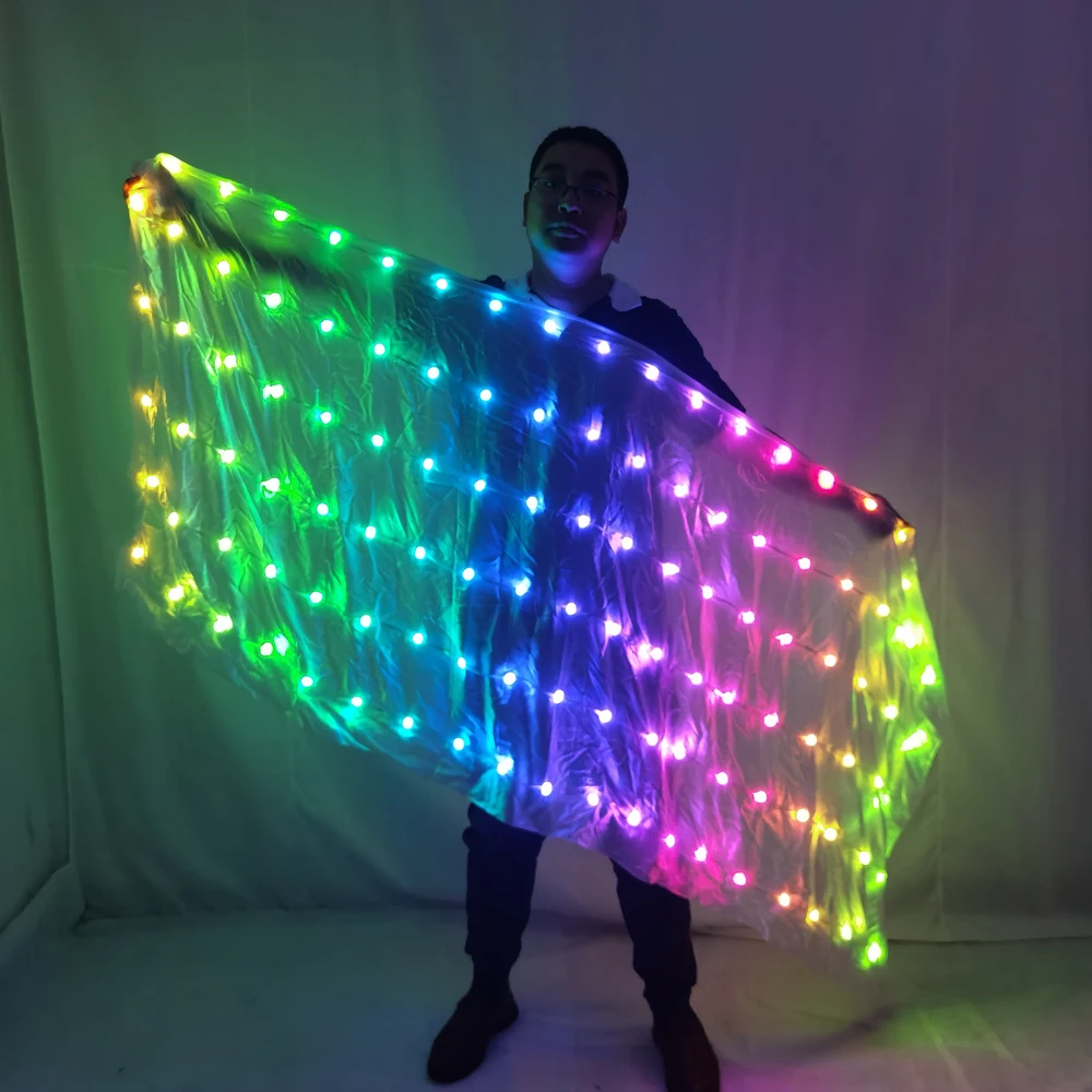 LED Veils Light Silk Performance Props Accessories Rainbow Colored Rectangle Veil Silk Belly Dance