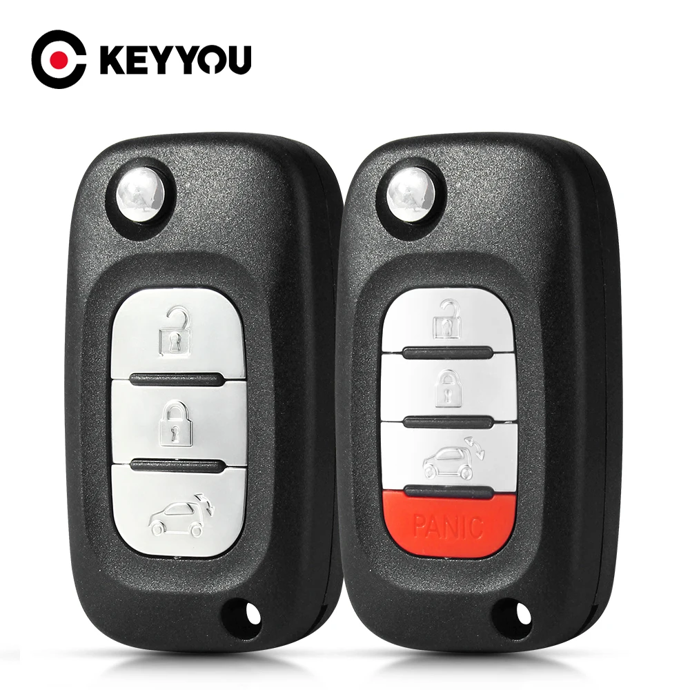 

KEYYOU 3/4 Buttons For Benz Smart Fortwo 453 Forfour 2015 2016 2017 Flip Remote Car Key Case Shell Fob Uncut Blade Replacement