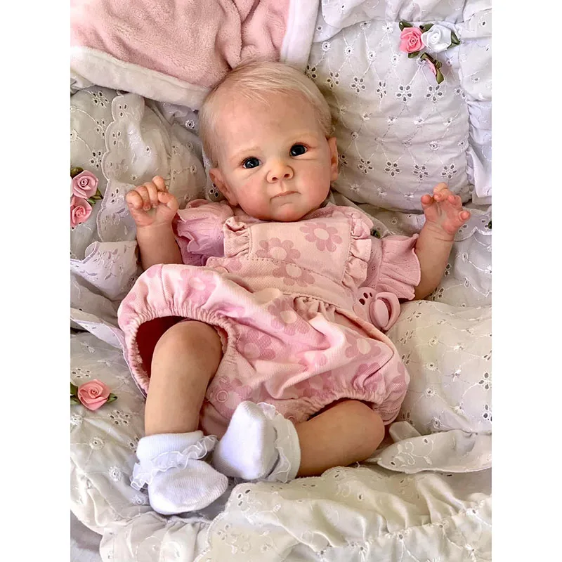 45cm Blue Eyes  Reborn Doll Bettie Lifelike Soft Touch Cuddly Baby Multiple Layers Painting 3D Skin with Visible Veins