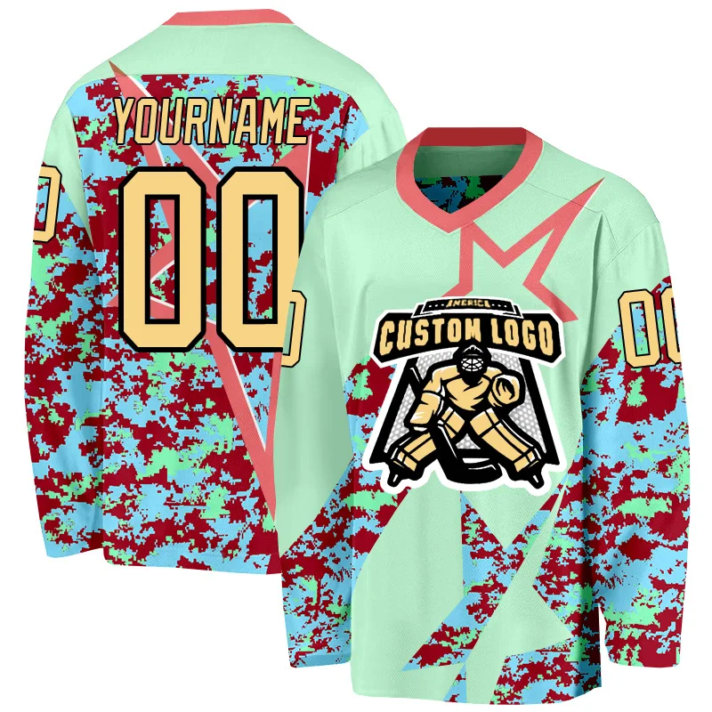 Personalized camouflage stars ice hockey jersey Custom You Name Number Women Men Hockey Jersey Competition Training Jerseys 01